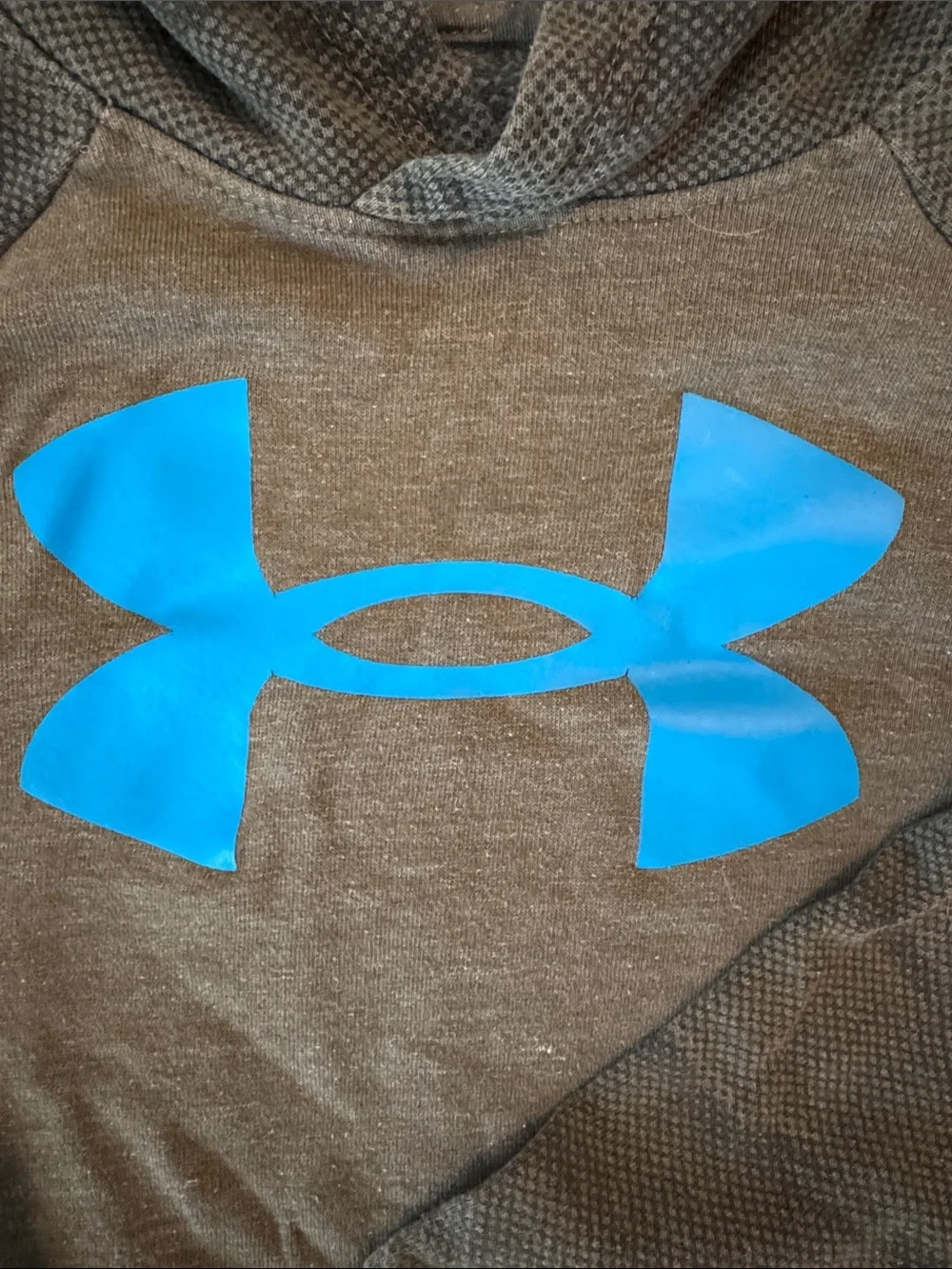 Under Armour Brown Hoodie with Bright Blue Logo - Kids